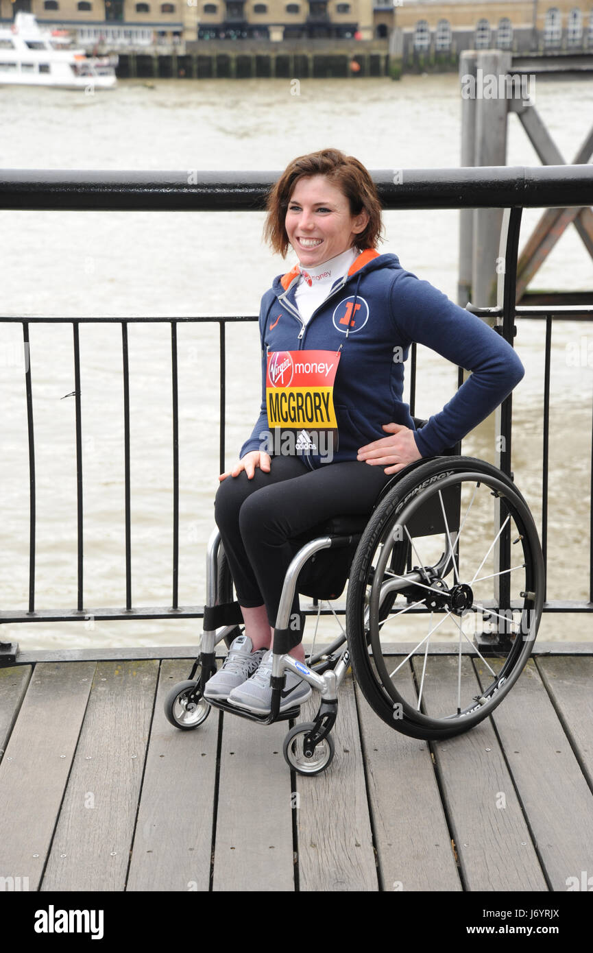 London Marathon 2017 - Elite Wheelchair Athletes - Photocall  Featuring: Amanda McGrory Where: London, United Kingdom When: 21 Apr 2017 Credit: WENN.com Stock Photo