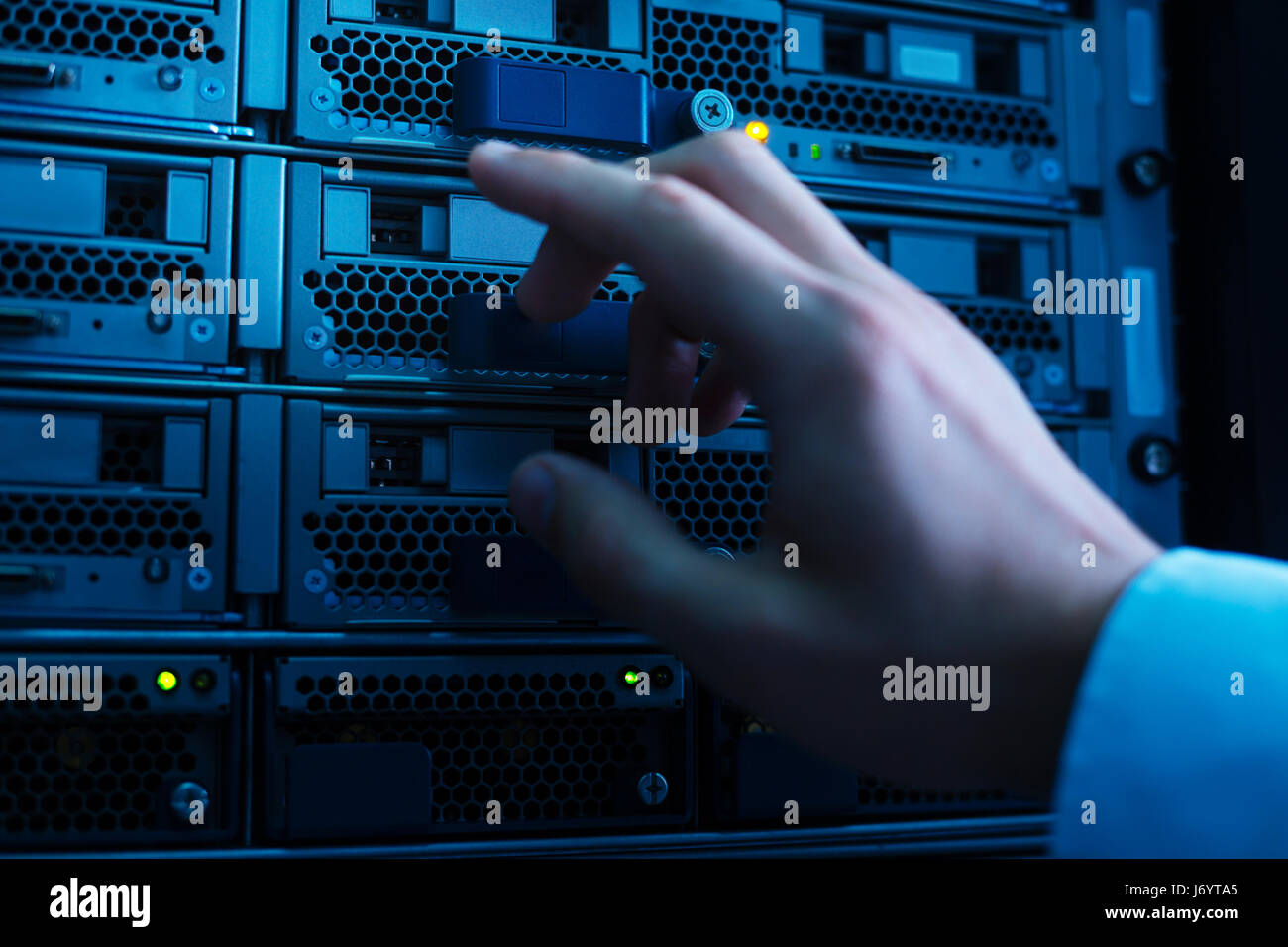 Male hand pressing the button Stock Photo - Alamy