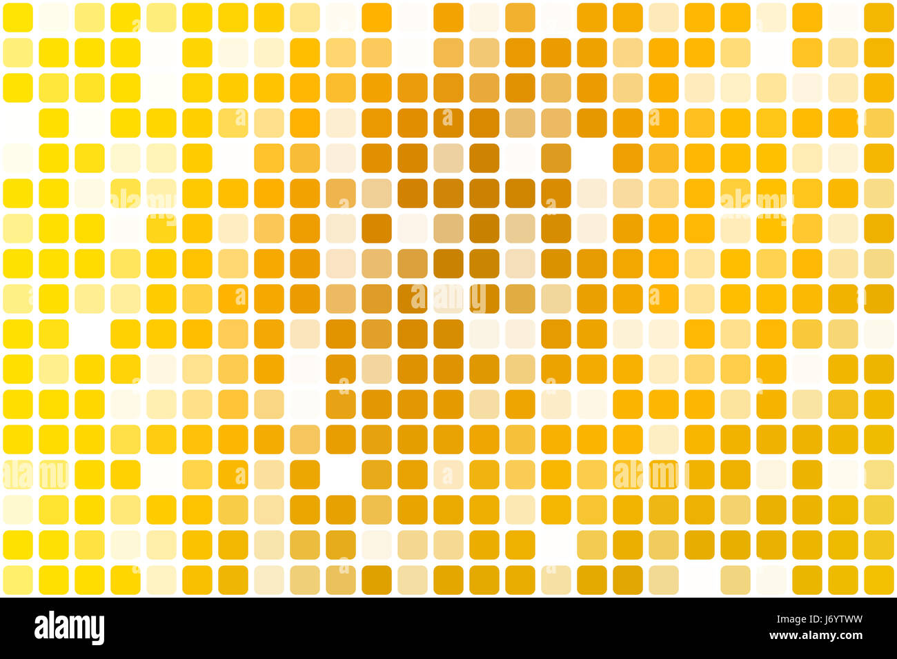 Bright golden yellow occasional opacity square tiles mosaic over white ...