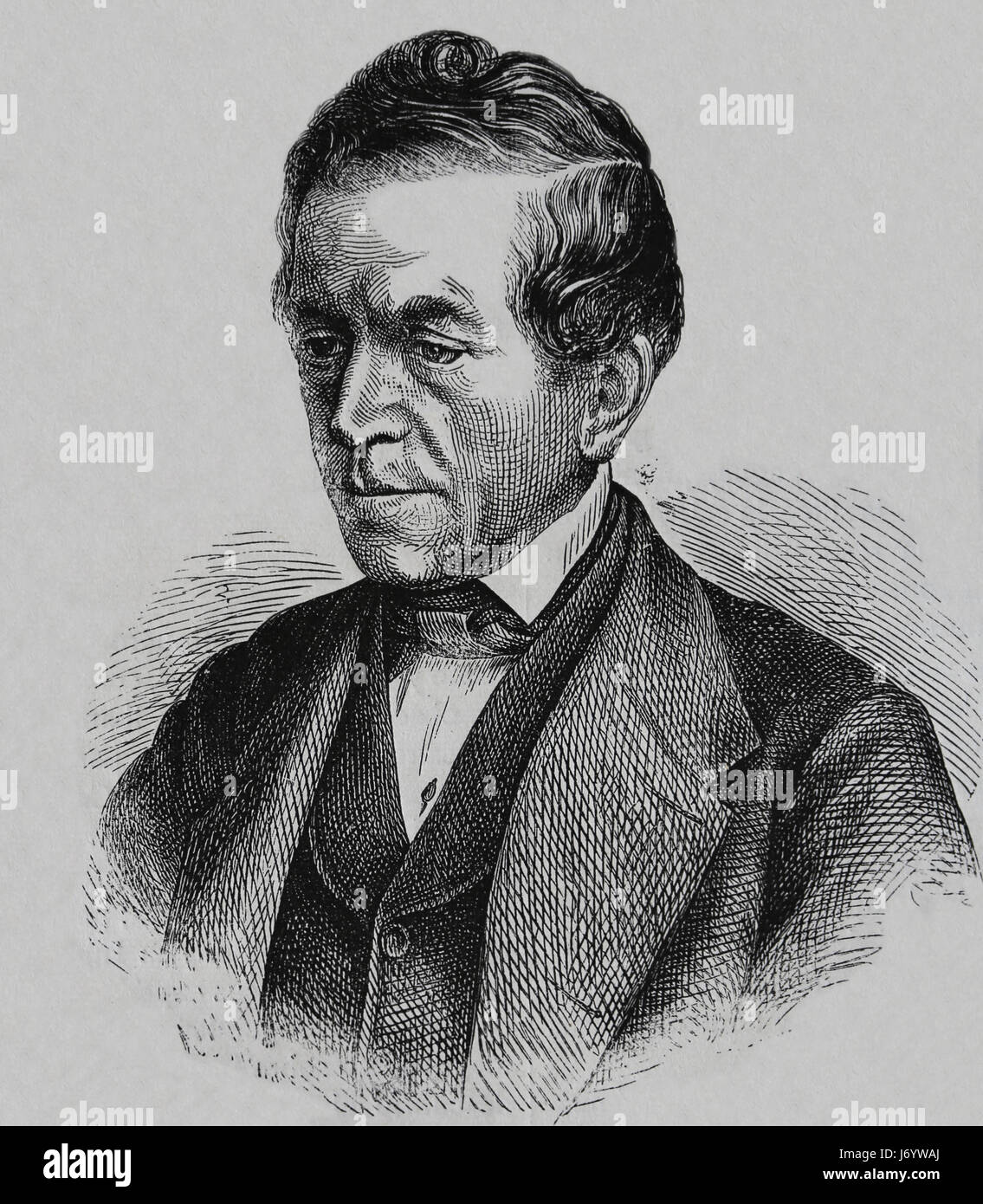 David Strauss (1808-1874). German liberal Protestant theologian and writer. Engraving, Our century, 1883. Stock Photo