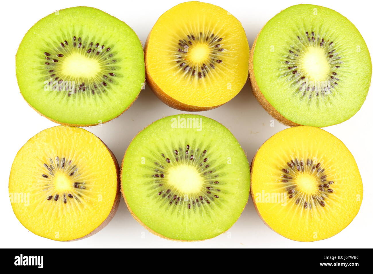 composition of fresh green and yellow kiwi fruits Stock Photo