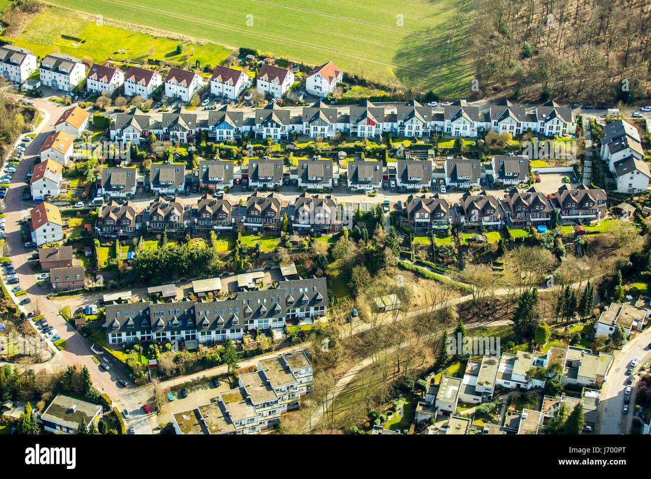 Semi-detached houses; Home ownership; Homes; Living; Beautiful living; Town houses, semi-detached houses Paul-Polzenberg-Weg, Klippe, district Velbert Stock Photo