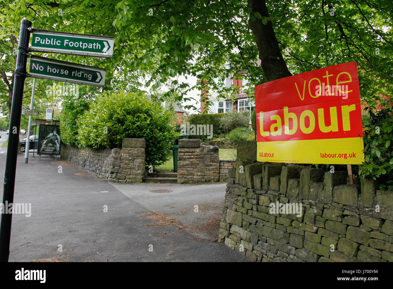 A campaign poster for the Labour party displayed in the Oldham East and Saddleworth constituency. Stock Photo