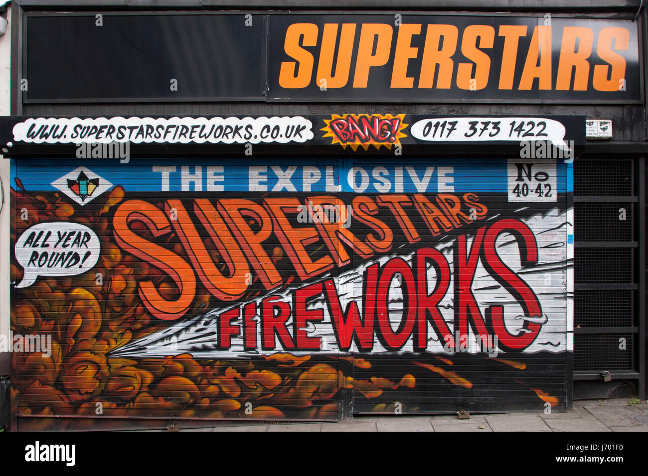 Fireworks shop, Bristol - ALL YEAR ROUND! Stock Photo
