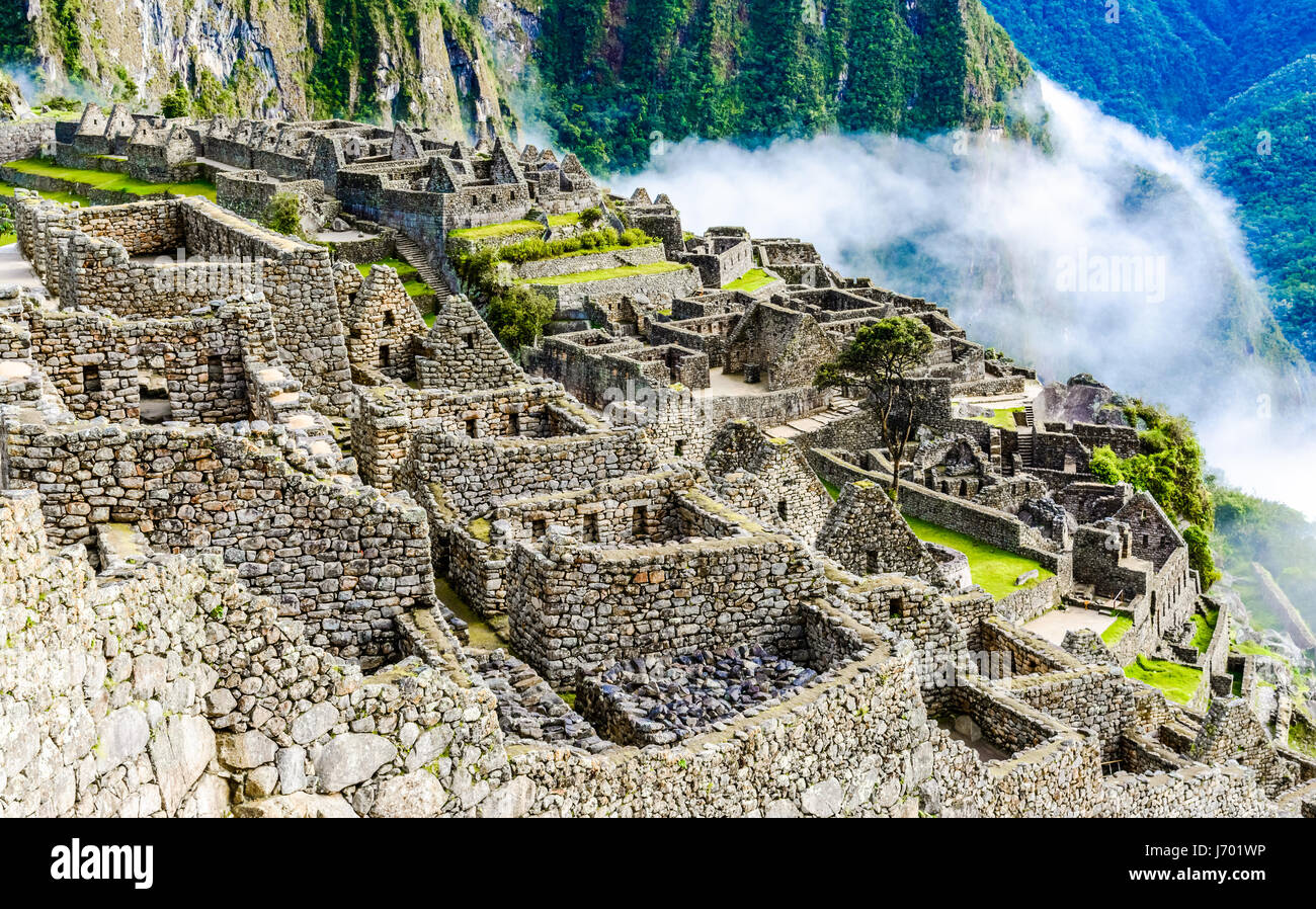 Machu Picchu, Incas ruins in the peruvian Andes at Cuzco Peru Stock Photo