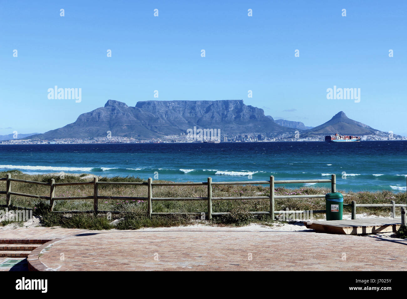Table Mountain as seen from Milnerton beach, Cape Town, South Afirca Stock Photo