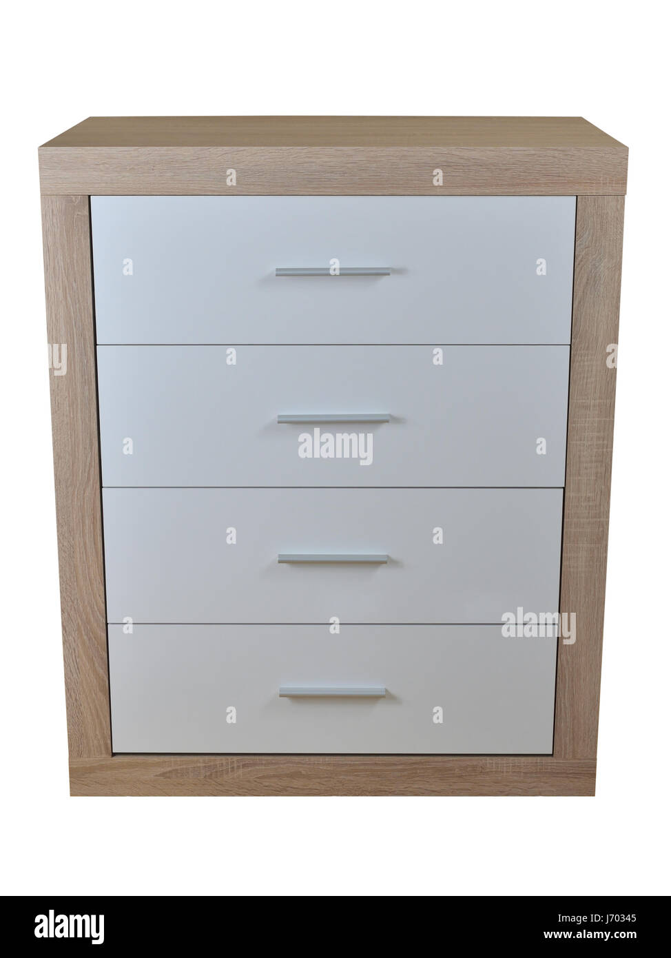 of four drawers made of wooden materials isolated on white