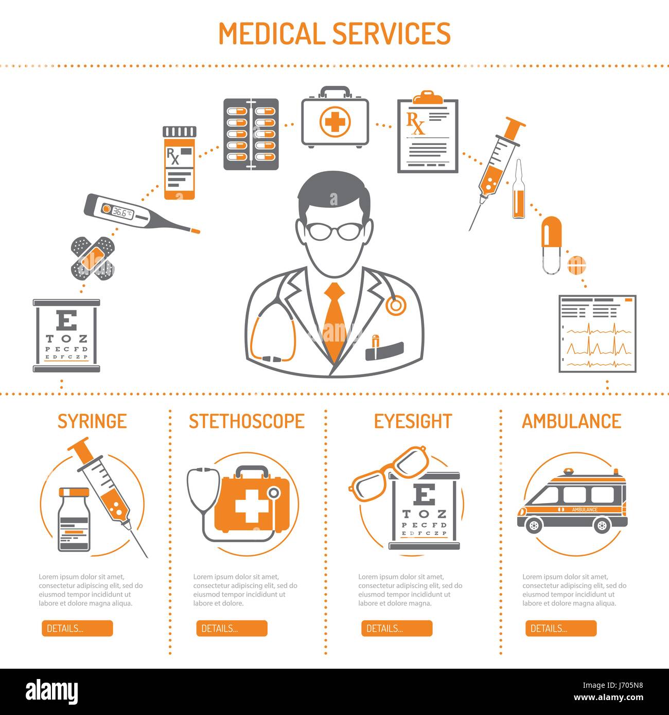 medicine and healthcare infographics Stock Vector