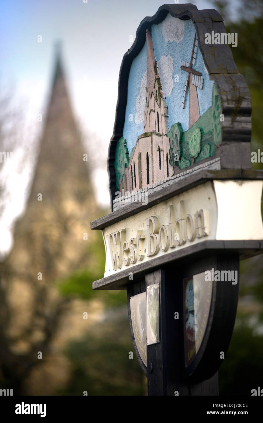 Sign for West Boldon village, South Tyneside Stock Photo