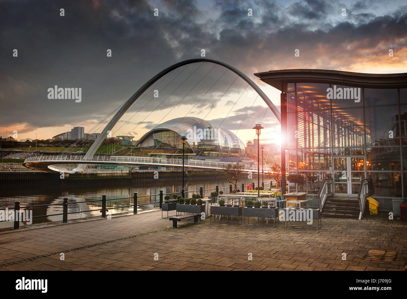 Evening on Newcastle Gateshead quayside Stock Photo Alamy