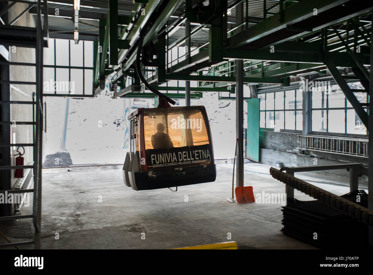 Cable Car station visiting Mount Etna, Sicily Stock Photo Alamy