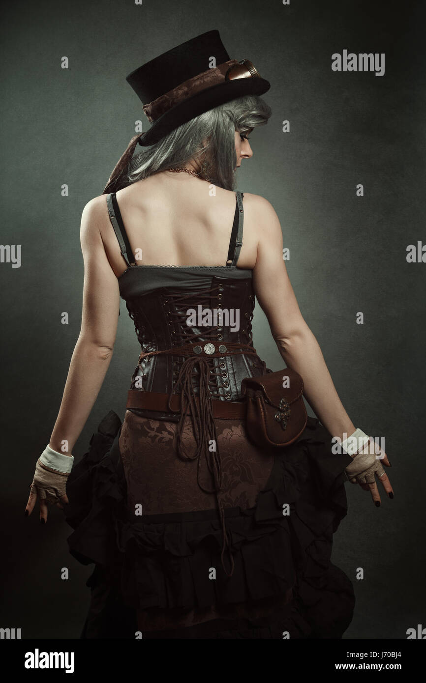 rental dresses Copper and Black Steampunk Wedding Gown