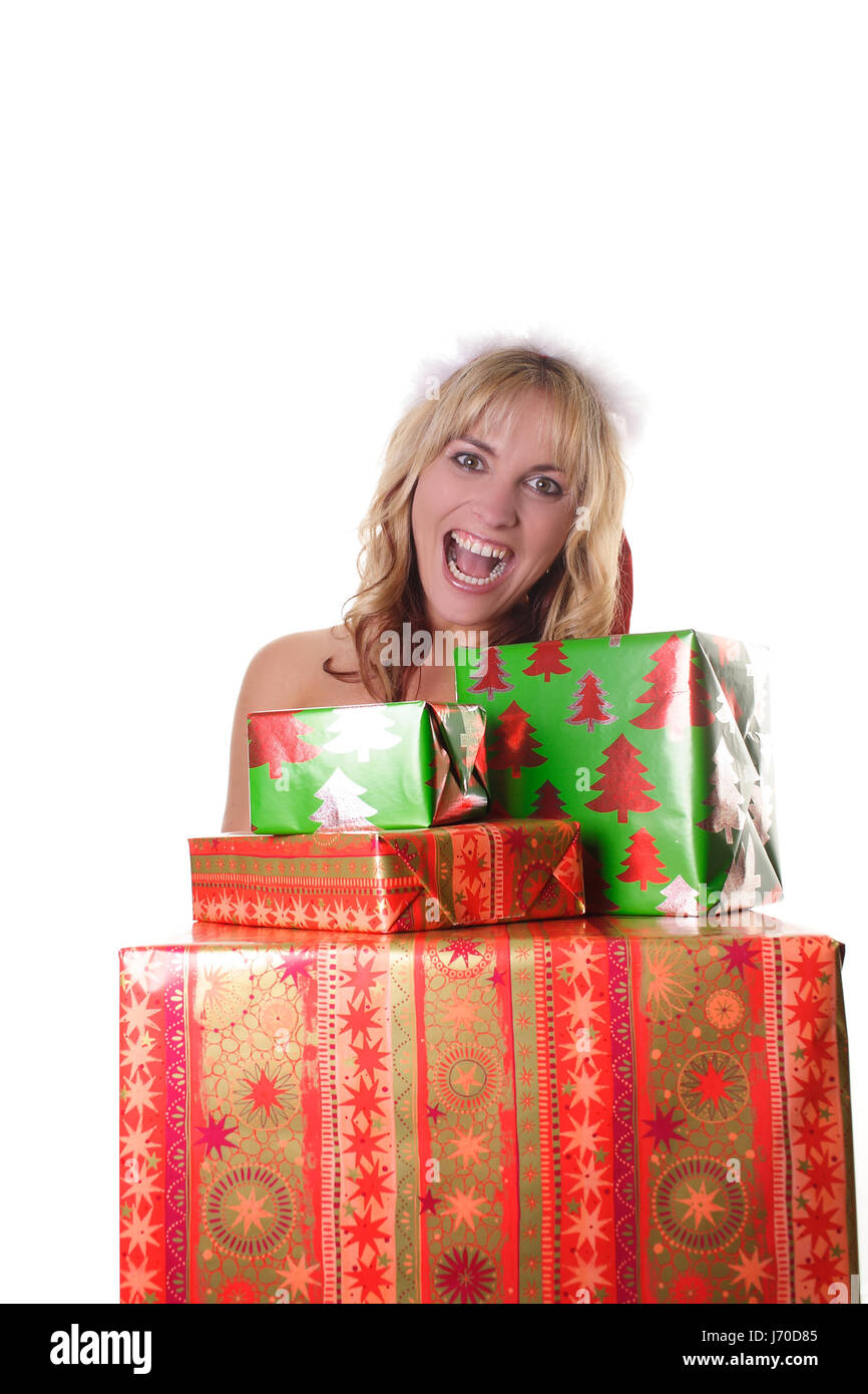 Woman Presents Christmas Xmas X Mas Frau Geschenke Weihnachten Stock Photo Alamy