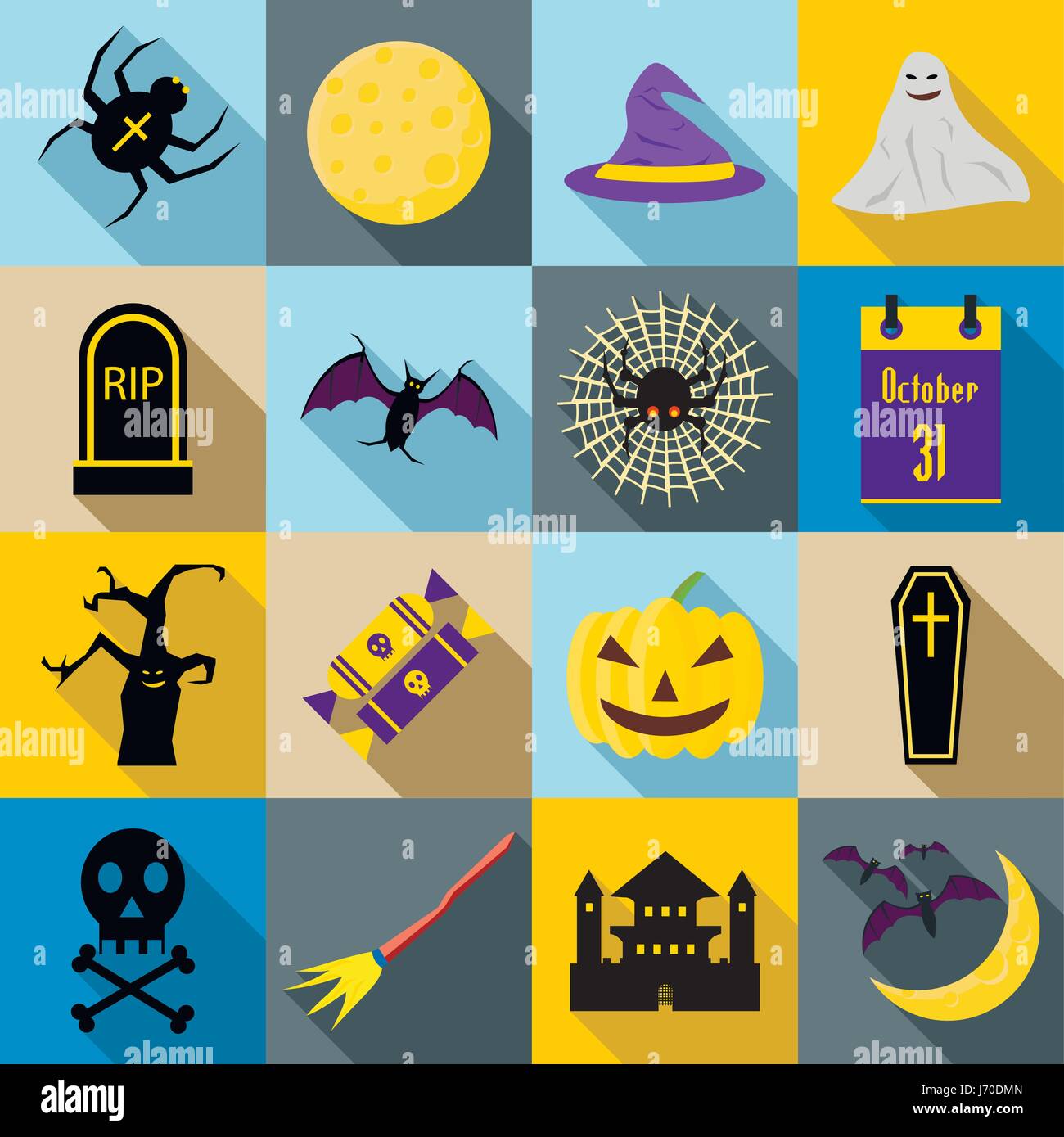 Halloween icons set in flat style Stock Vector Image & Art - Alamy