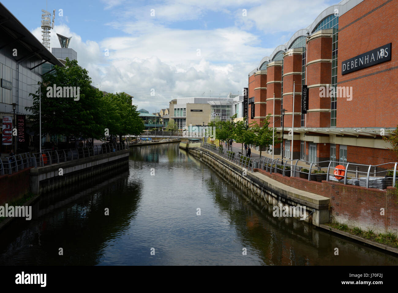 Kennet and Avon Canal, Oracle shopping center, Reading UK Stock Photo