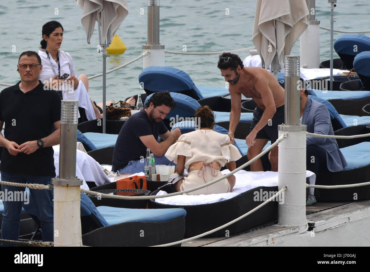 70th Cannes Film Festival 2017,Eva Longoria and boyfriend  JosÃ© Antonio Baston on the beach Stock Photo