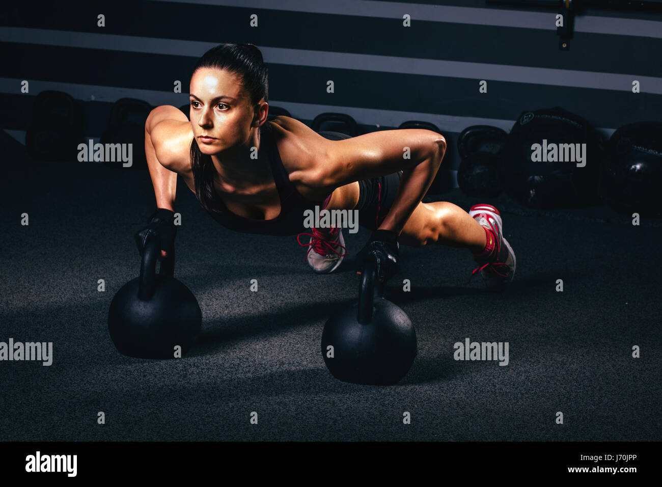 Crossfit training with kettle bell Stock Photo