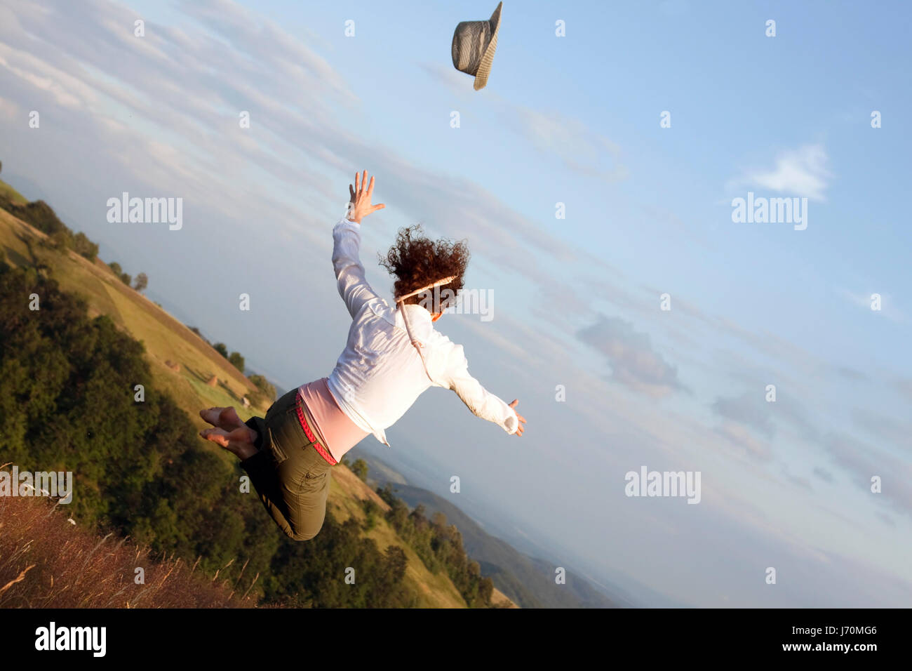Bouncing Jump Spring woman field spring bouncing bounces hop skipping frisks jumping jump ...