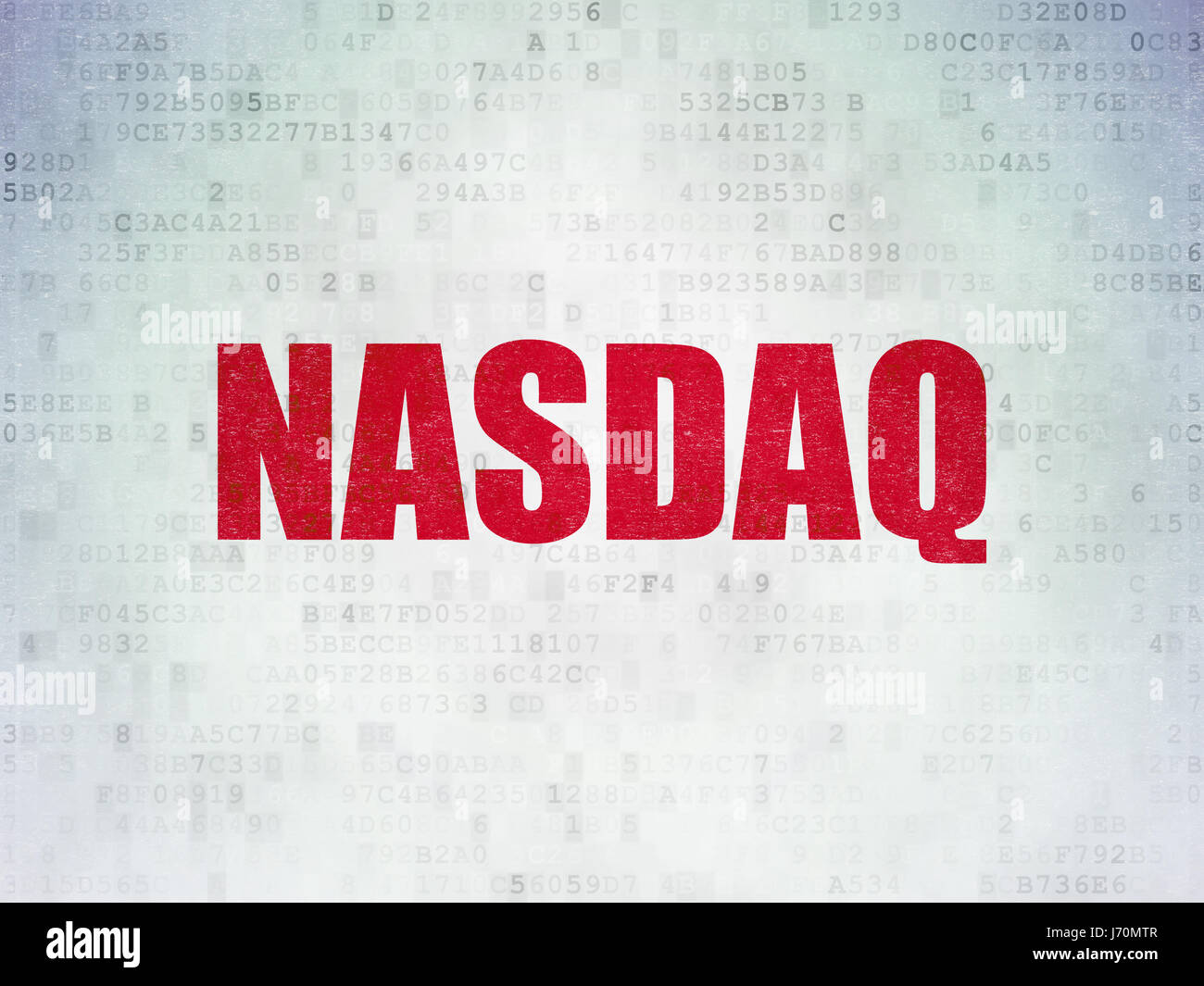 Stock market indexes concept: NASDAQ on Digital Data Paper background Stock Photo