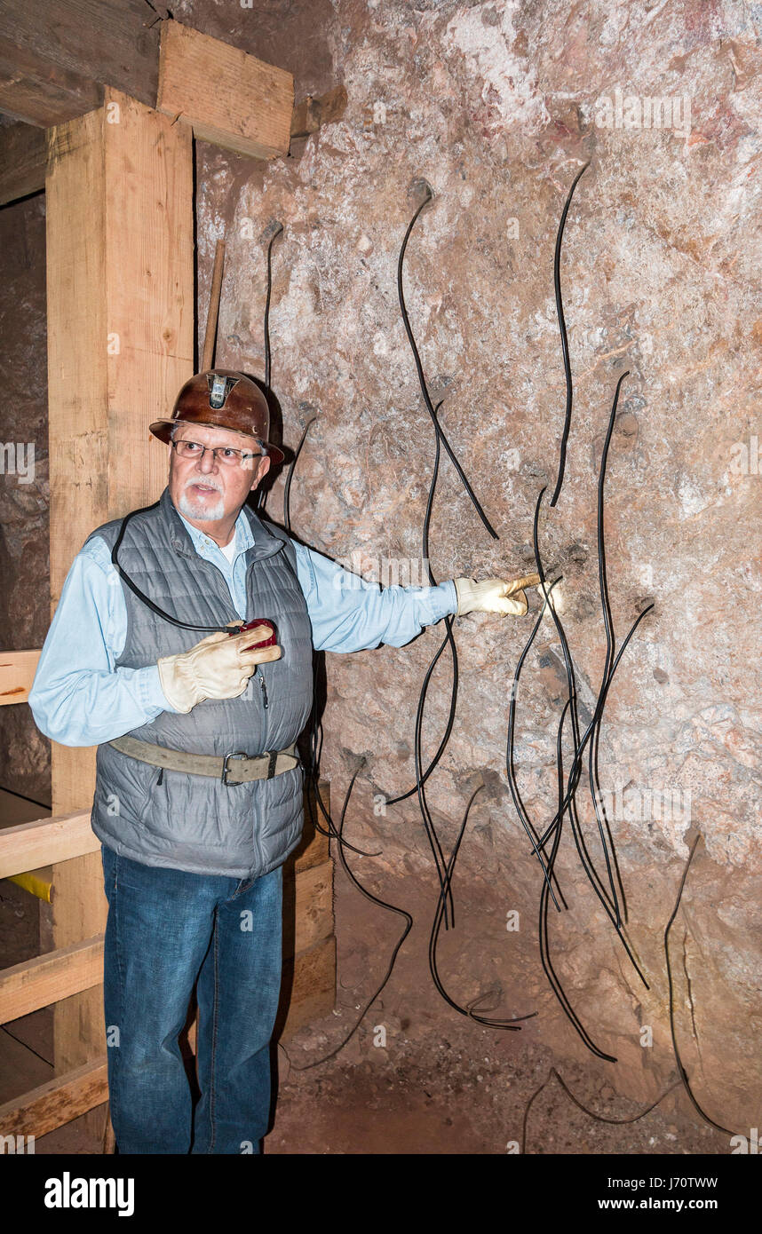 Queen Mine Tour in Bisbee, Arizona, USA. Tour on mine train deep into