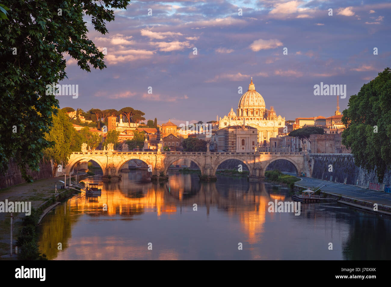 Famous citiscape view of St Peters basilica in Rome, Italy Stock Photo ...