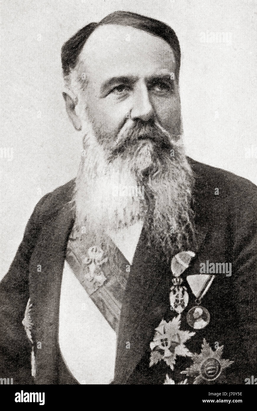 Nikola Pašić, 1845 – 1926. Serbian and Yugoslav politician, diplomat and Prime Minister of Yugoslavia.  From Hutchinson's History of the Nations, published 1915. Stock Photo