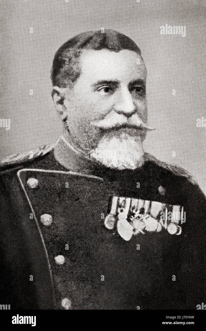 Radomir Putnik, 1847 – 1917.  The first Serbian Field Marshal and Chief of the General Staff of the Serbian army in the Balkan Wars and in the First World War.   From Hutchinson's History of the Nations, published 1915. Stock Photo