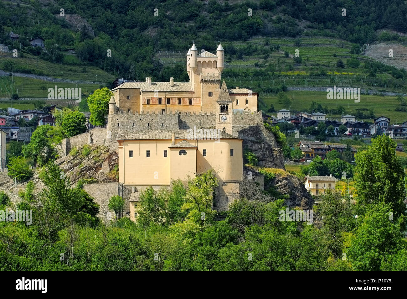 Saint-Pierre Castello in Aosta Valley, Italy Stock Photo