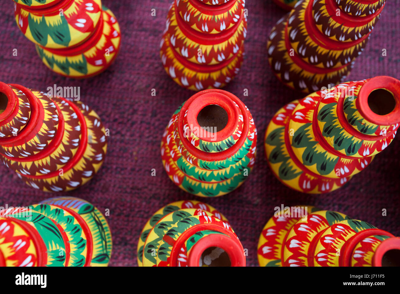 Colourful clay pots locally called Shokher Hari display at ‘Karu Mela