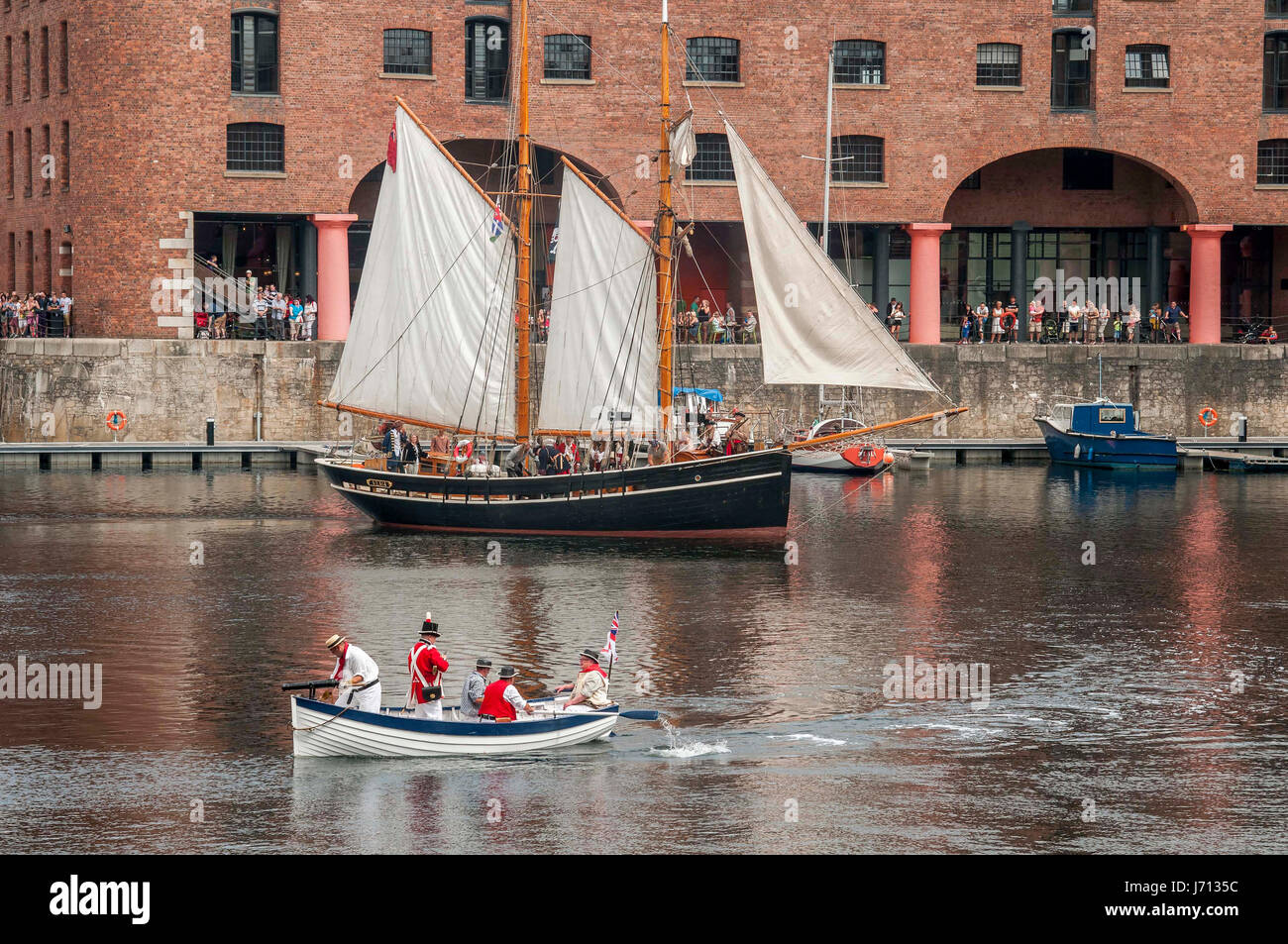Battle of the Pirates at the Albert Dock. Pirate battle as part of the Mersey river festival at the Albert Dock. Stock Photo