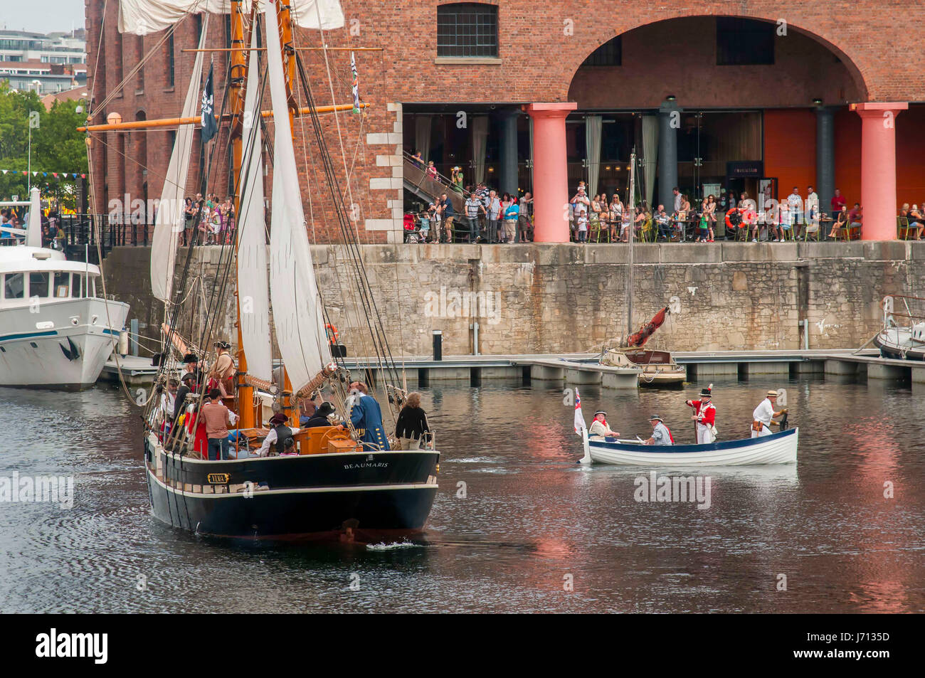 Battle of the Pirates at the Albert Dock. Pirate battle as part of the Mersey river festival at the Albert Dock. Stock Photo