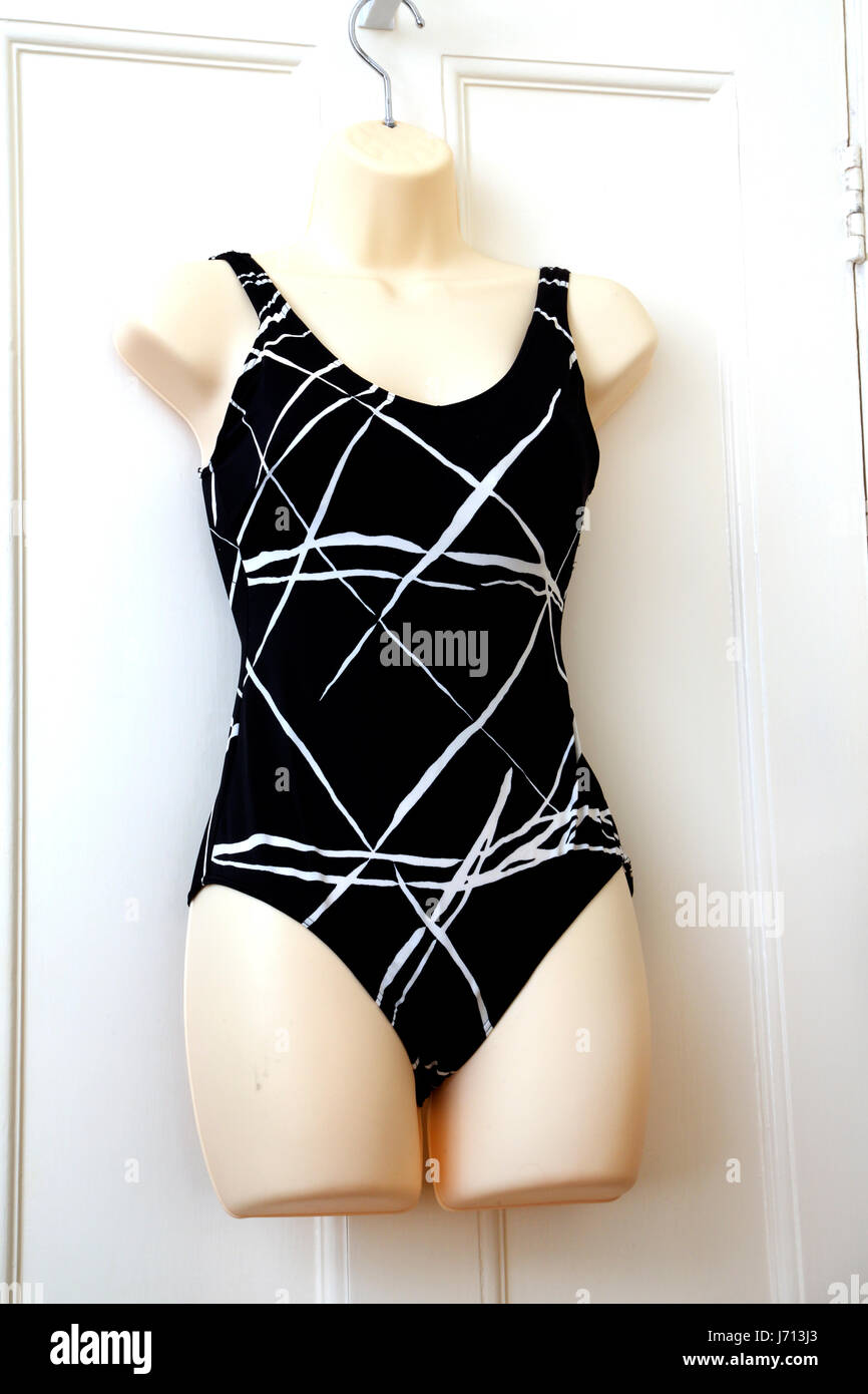 black and white swimming costume