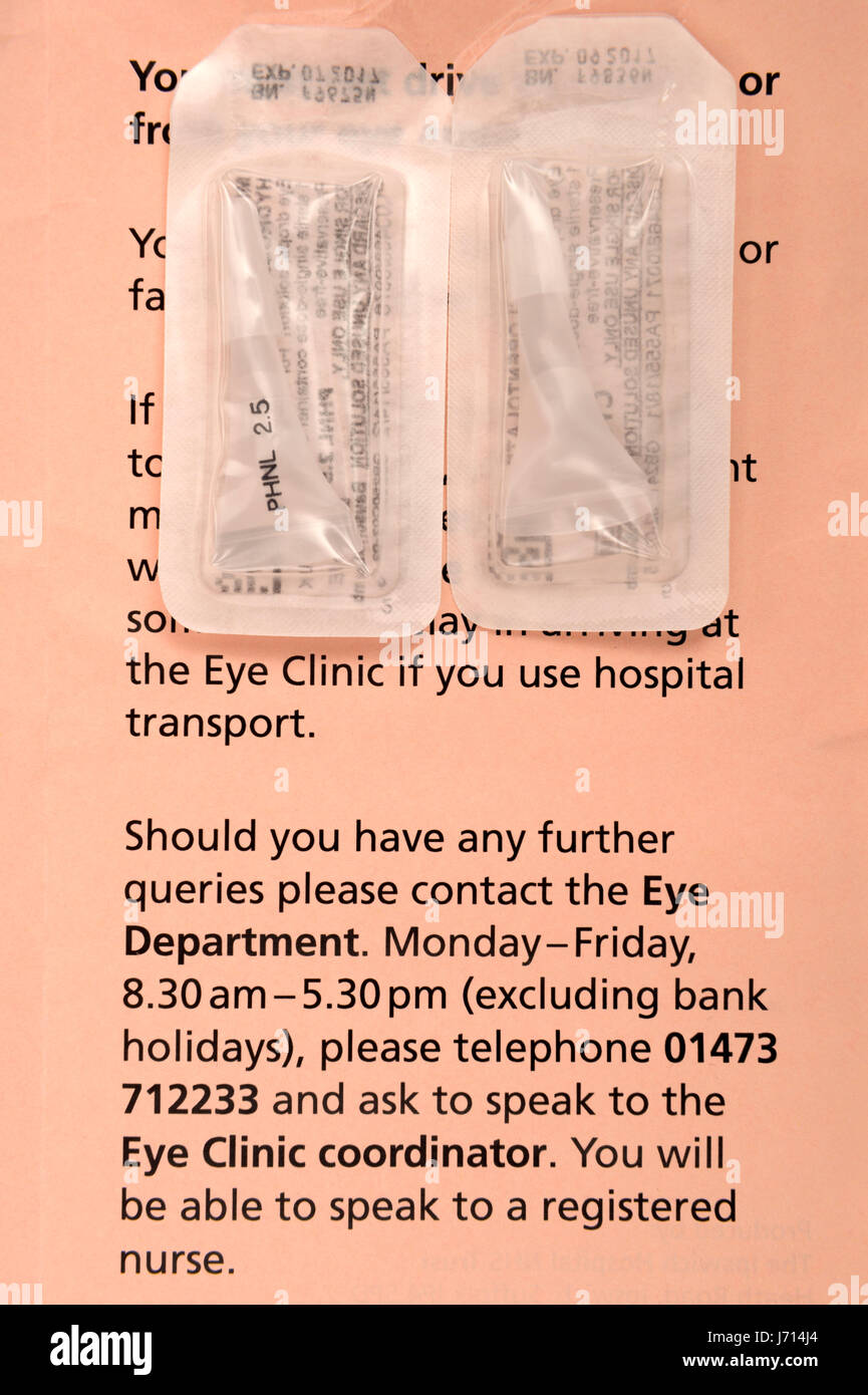 Cyclopentolate & Phenylephrine eye drops for pre laser surgery Stock Photo Alamy