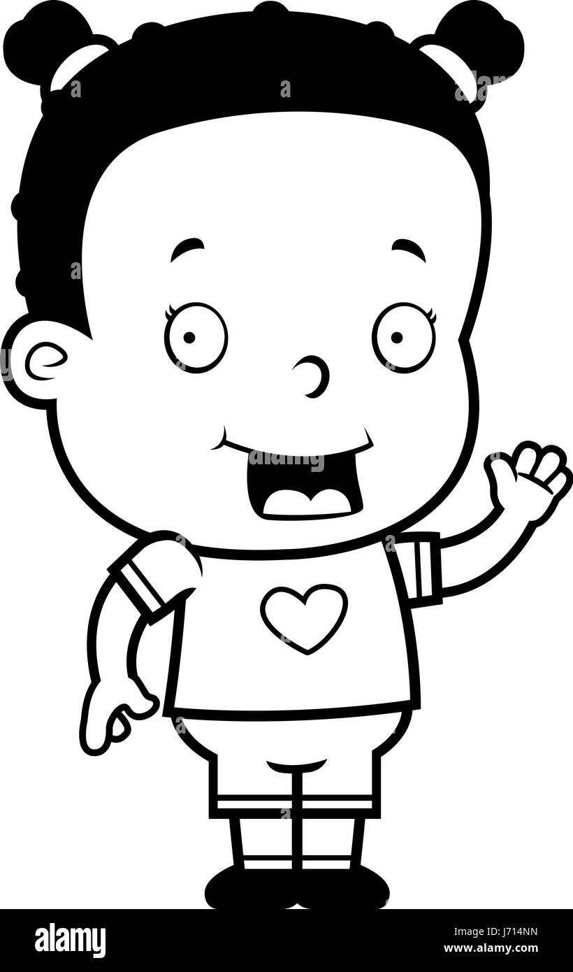 A happy cartoon toddler girl waving and smiling Stock Vector Image ...