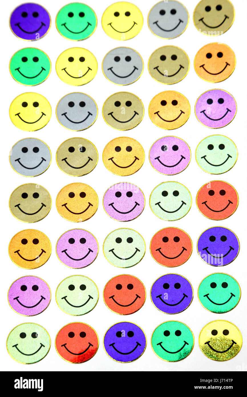 Smiley Face Sticker Sheet Stock Photo Alamy