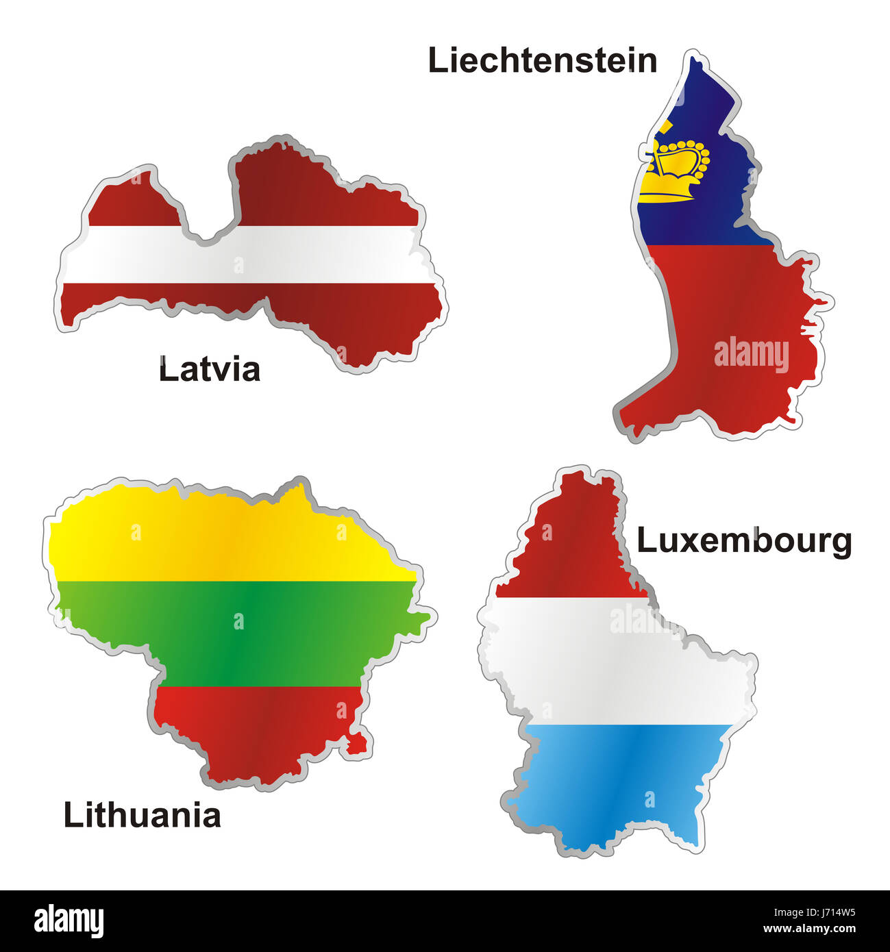 Flag Latvia Lithuania Liechtenstein Luxembourg Map Atlas Map Of