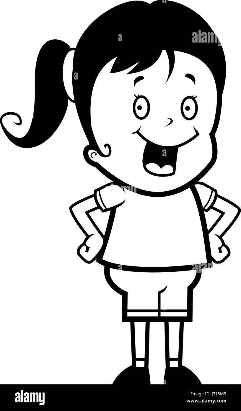 A happy cartoon girl standing and smiling Stock Vector Image & Art - Alamy