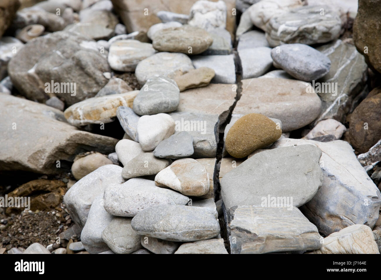 country style plan of stones in the riverbed Stock Photo