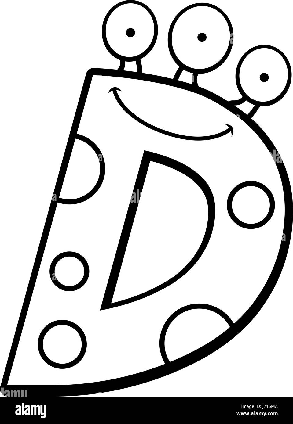 A cartoon illustration of a letter D monster smiling and happy Stock ...