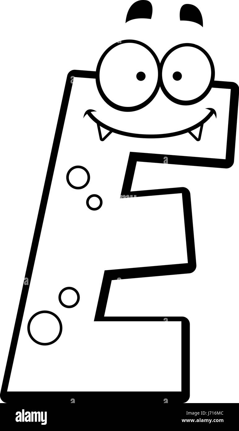 A Cartoon Illustration Of A Letter E Monster Smiling And Happy Stock Vector Image Art Alamy