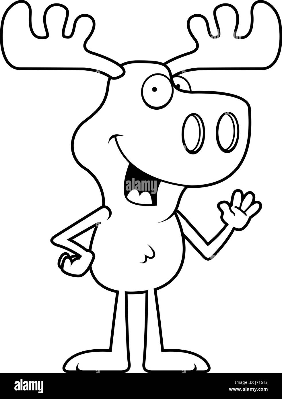 A happy cartoon moose waving and smiling Stock Vector Image & Art Alamy