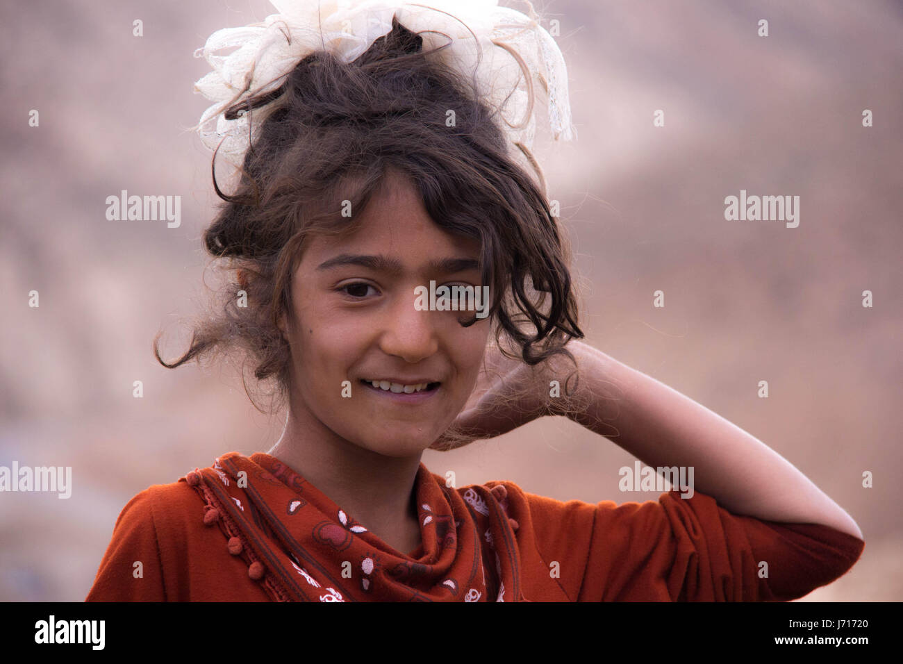 Bakhtiari girl in Chelgerd, Iran Stock Photo