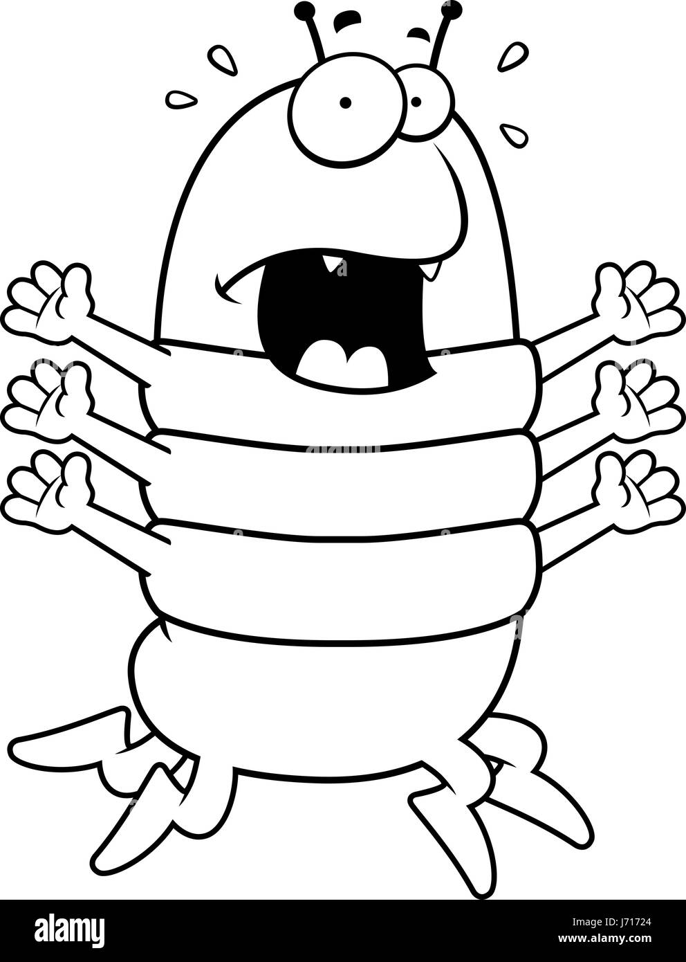 A cartoon centipede running in a panic. Stock Vector