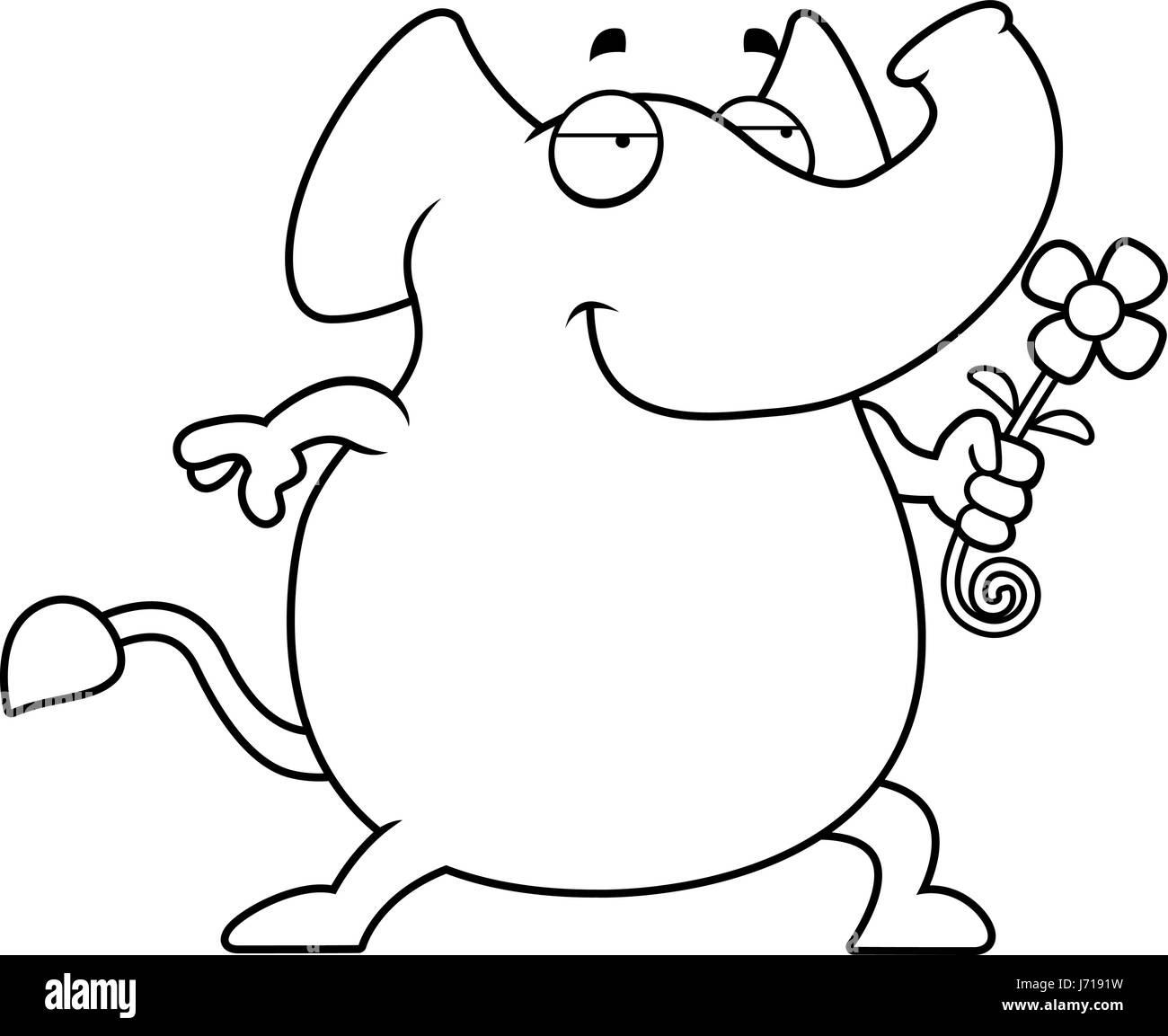 A happy cartoon elephant with a flower Stock Vector Image & Art - Alamy