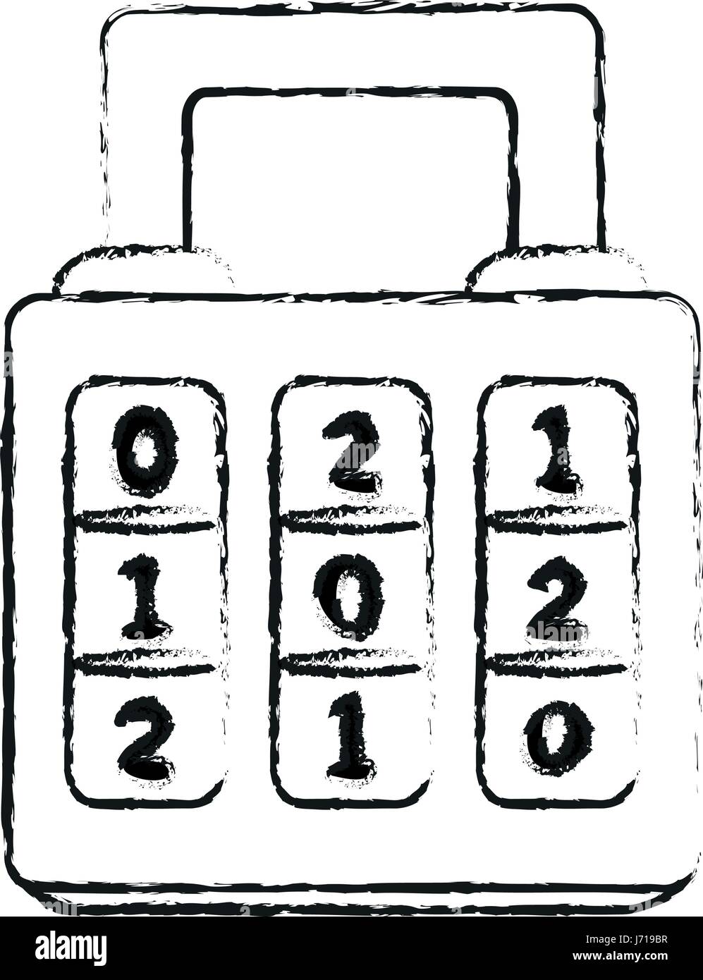 monochrome blurred silhouette of combination padlock with square body ...