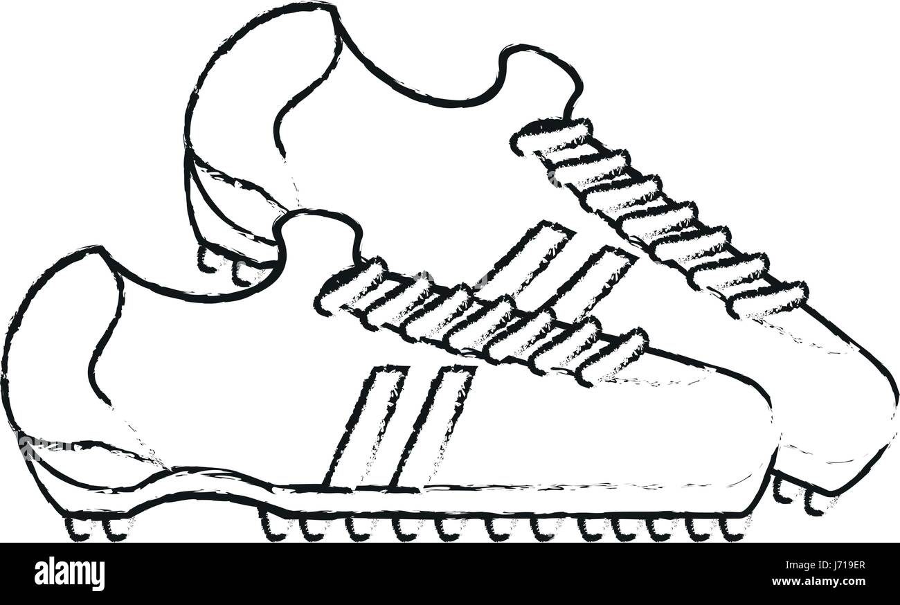 monochrome blurred silhouette with pair of soccer shoes Stock Vector ...