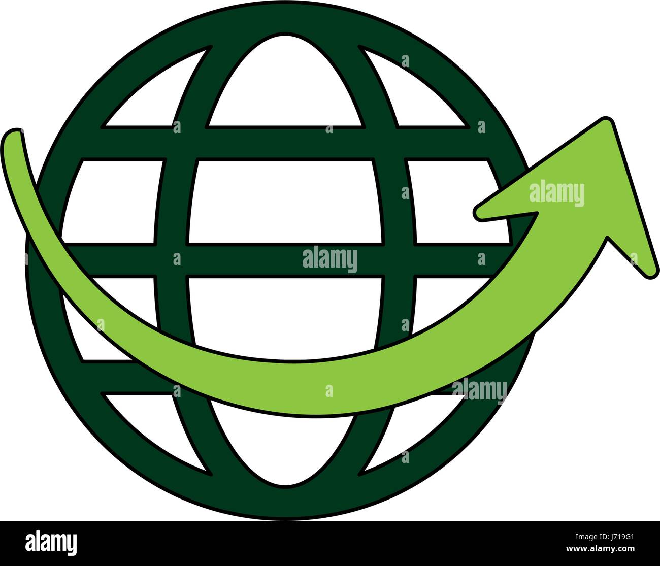 white background with globe earth with parallels and meridians Stock Vector