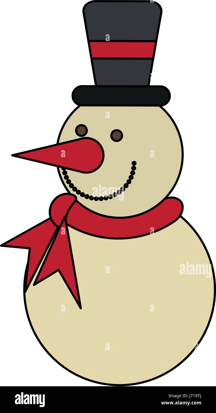 white background with snowman with scarf and hat Stock Vector Image ...
