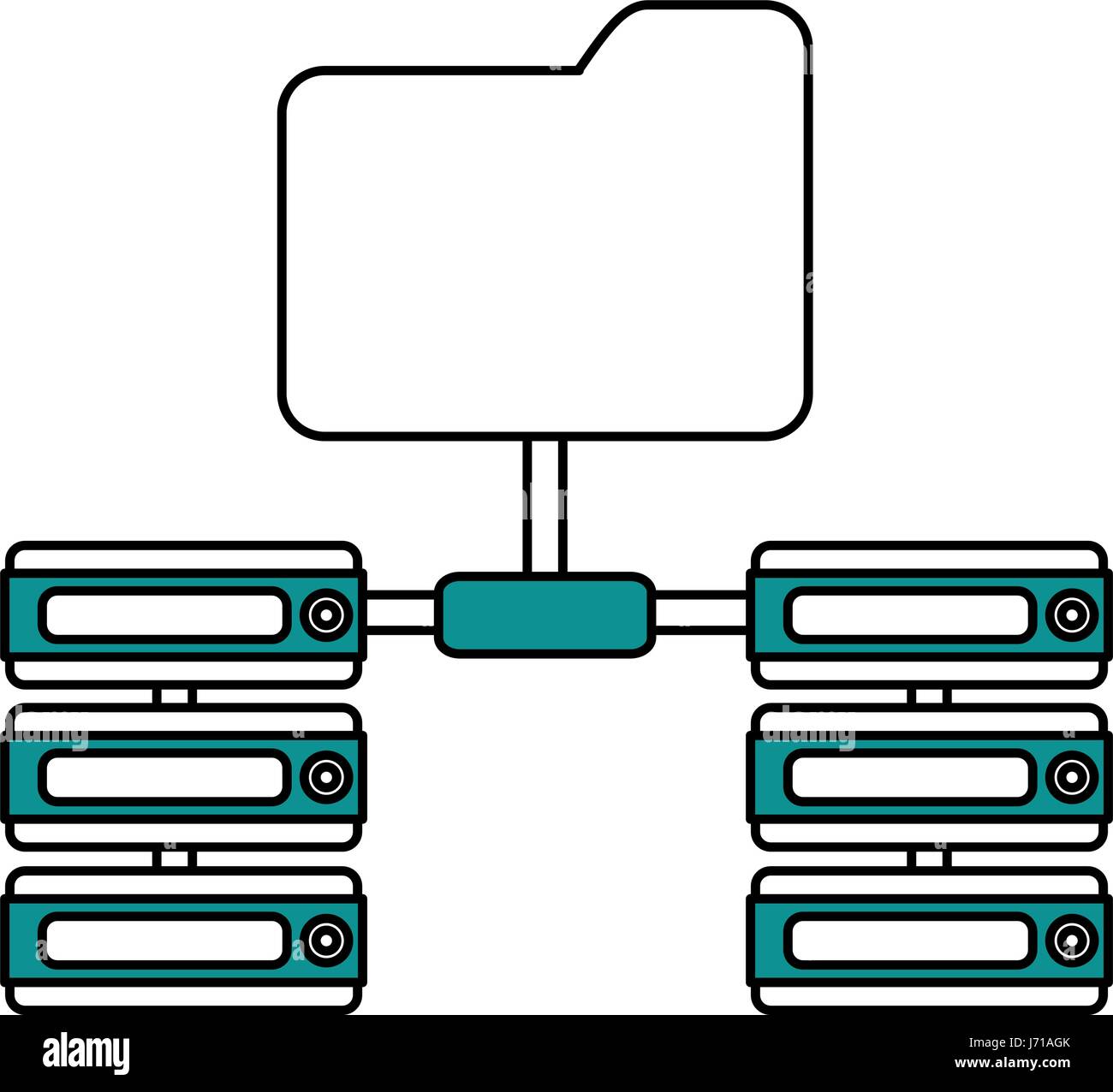 color silhouette image of server network and sharing folder Stock ...