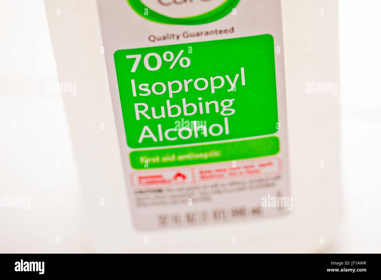 70% isopropyl rubbing alcohol bottle - USA Stock Photo
